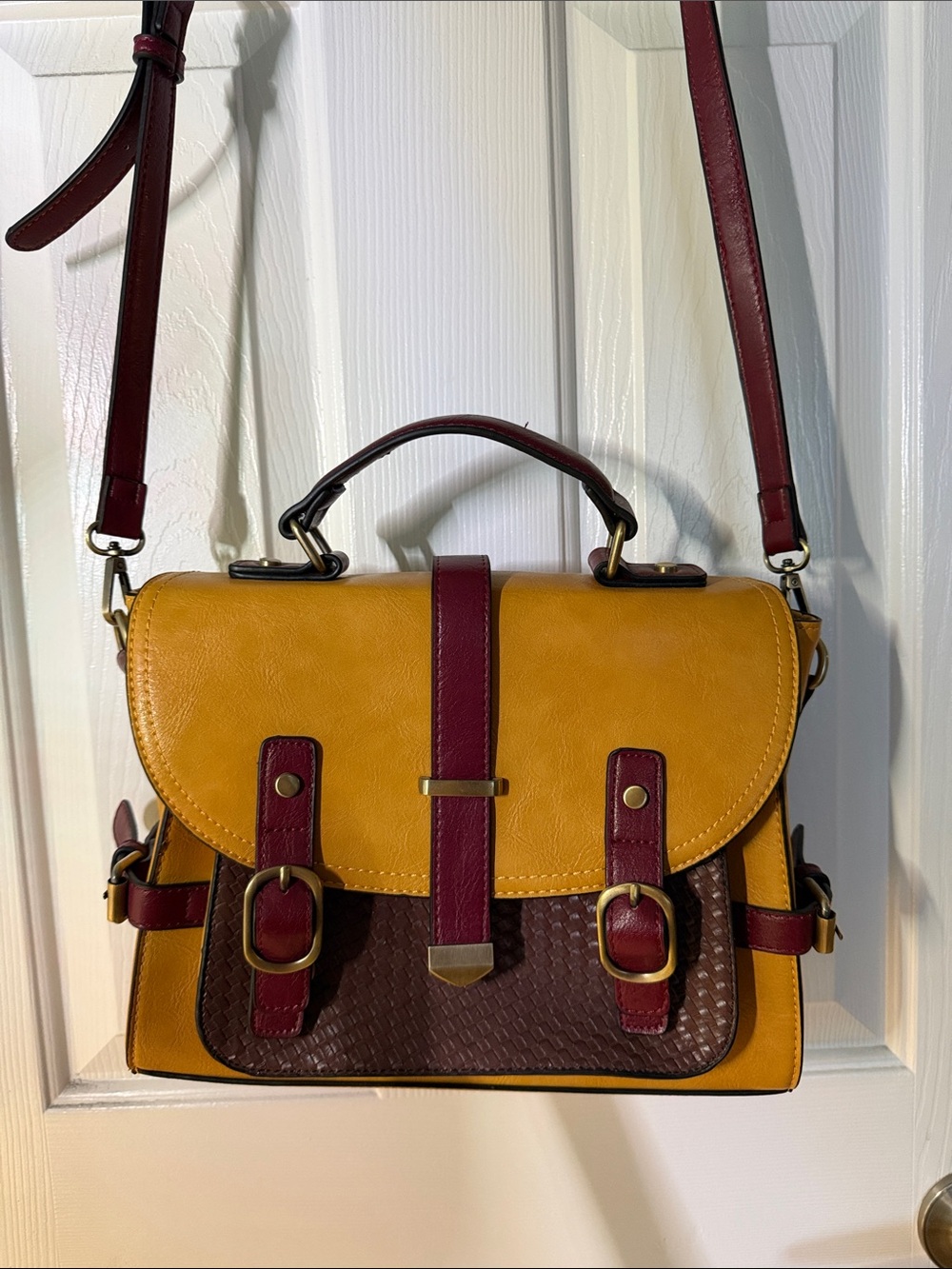 ModCloth Mustard and Burgundy Two-Tone Satchel